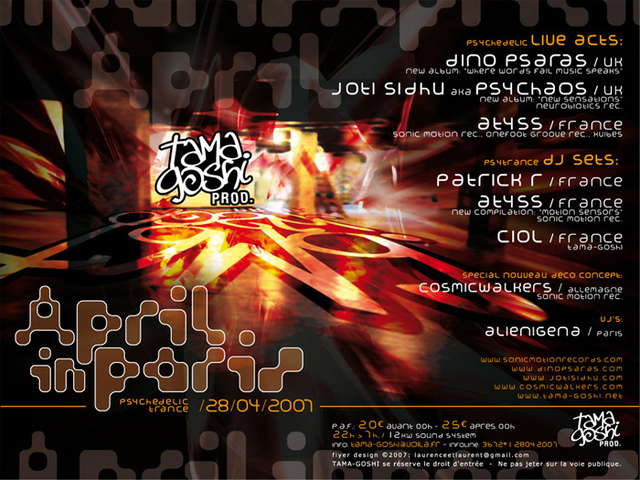 APRIL IN PARIS (Dino Psaras, Joti Sidhu aka Pychaos & more) 28 Apr '07, 23:30