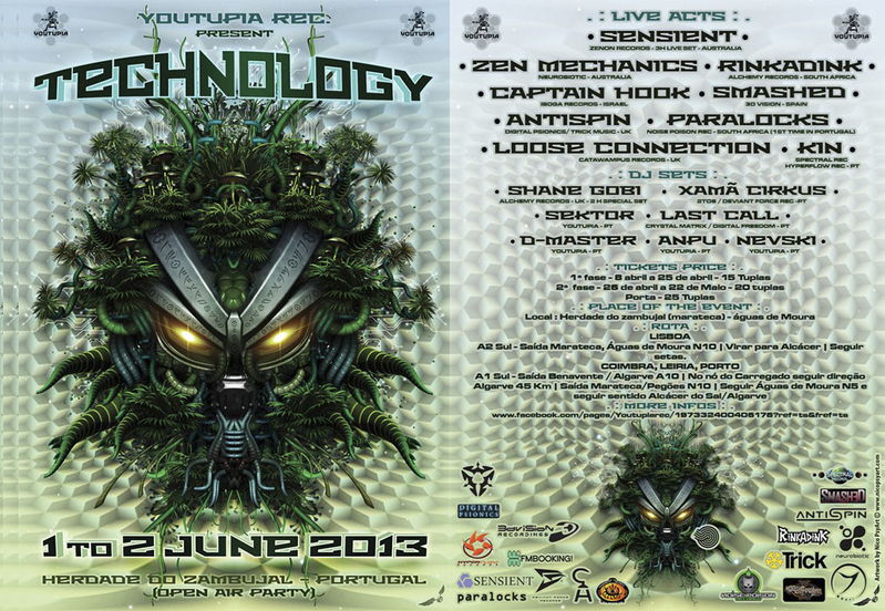 TECHNOLOGY 2013 *SENSIENT*ZEN MECHANICS *RINKADINK*CAPTAIN HOOK*SMASHED* PARALOC 1 Jun '13, 23:00