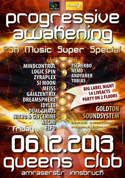 PSYBOX pres- ***PROGRESSIVE AWAKENING*** - PSR Music Super Special on 2 Floors 6 Dec '13, 22:00