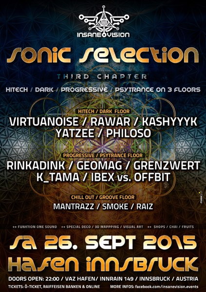 INSANE VISION pres. ★SONIC SELECTION★ on 3 Floors 26 Sep '15, 22:00