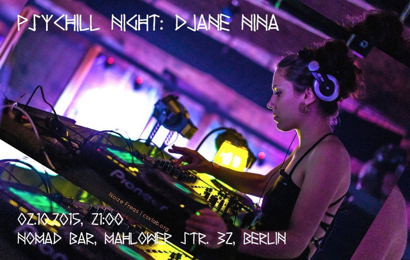 Psychill Night: DJANE NINA - Progressive Beats 3 Oct '15, 21:00