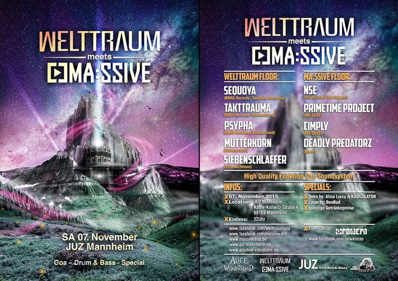 WeltTraum meets MA:SSIVE -- Goa - Drum & Bass - Special 7 Nov '15, 22:00