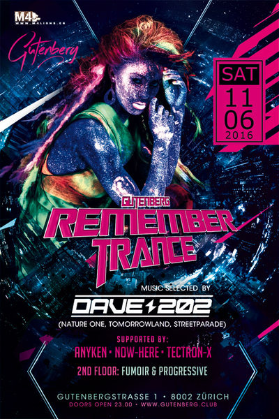 REMEMBERTRANCE & PROGRESSIVE mit DAVE 202 // TECTRON-X // ANYKEN // NOW-HERE 11 Jun '16, 23:00
