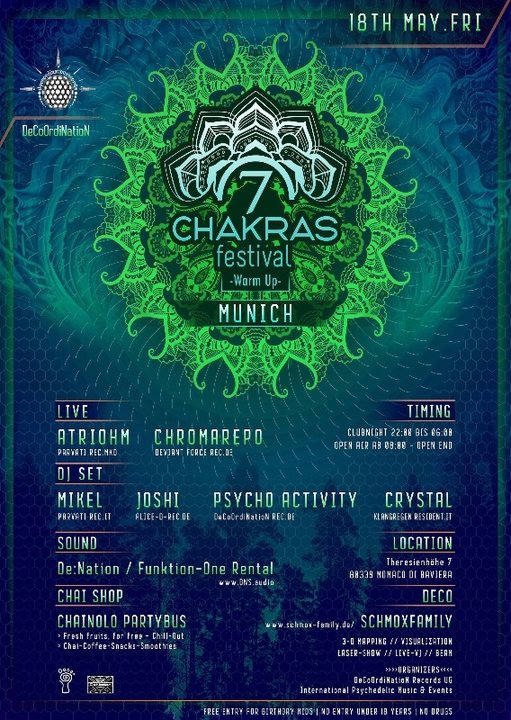 7 Chakras Festival 2018 Warm Up in Munich w / F1 18 May '18, 22:00