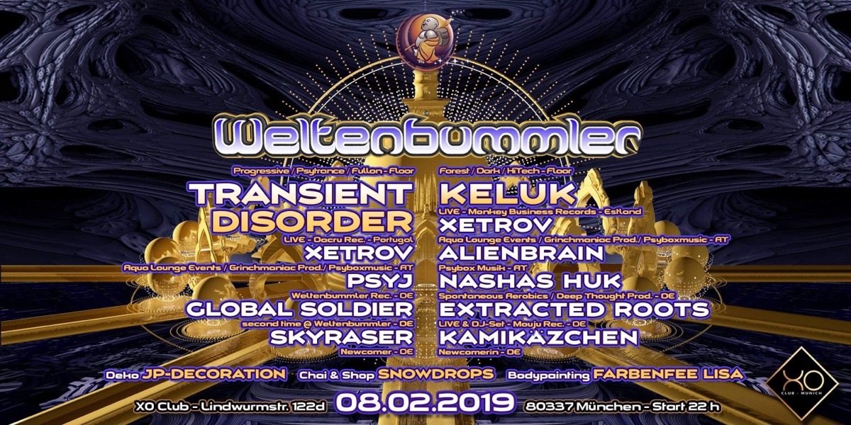 Weltenbummler‘s new opening w/ Transient Disorder / Keluk uvm. 8 Feb '19, 22:00