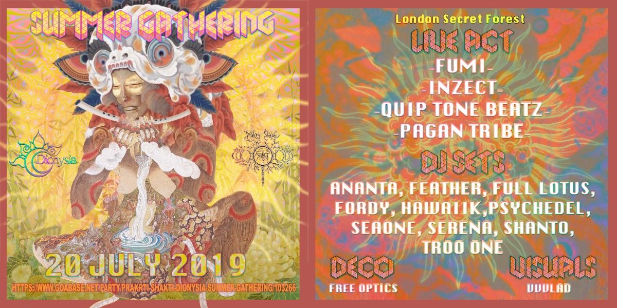 Prakrti Shakti & Dionysia Summer Gathering 20 Jul '19, 22:00