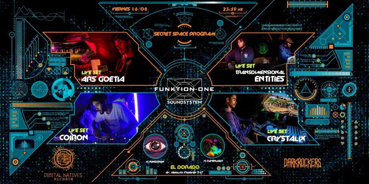 Secret Space Program / Funktion-One / DNR+Darkrockers (Darkpsy/Hitech) 16 Aug '19, 23:30