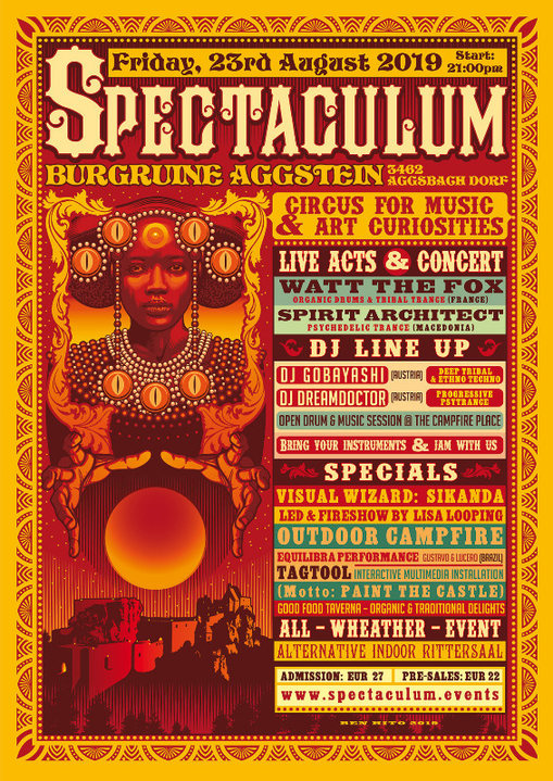 °SPECTACULUM° circus for music - SPIRIT ARCHITECT live, WATT THE FOX live, .. 23 Aug '19, 21:00
