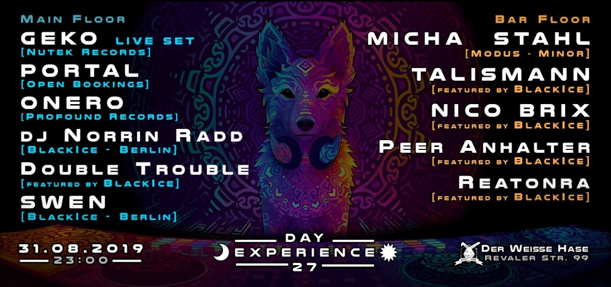Day Experience 27 w Geko, Portal, Onero, Talismann, Micha Stahl uvm 31 Aug '19, 23:00