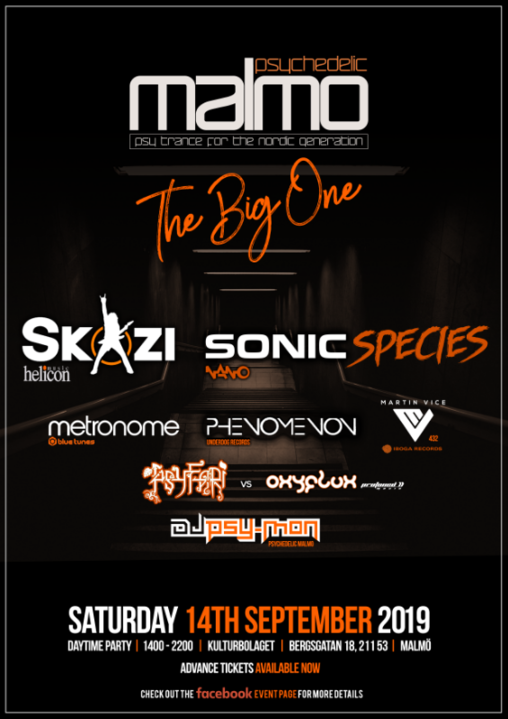 Psychedelic Malmo - Skazi, Sonic Species, Metronome + More 14 Sep '19, 14:00