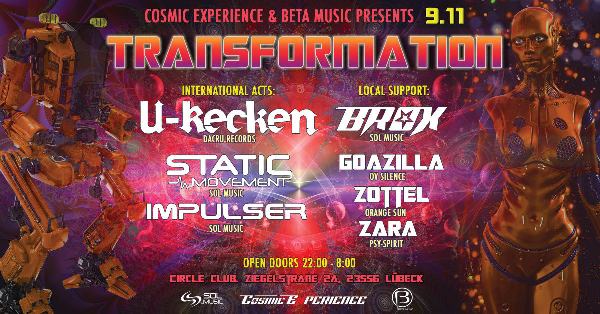 Transformation> U-Recken, Static Movement, Brox, Impulser uvm. 9 Nov '19, 22:00