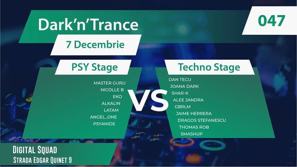 Dark'N'Trance 047 Psy vs Techno (2 Scene) 7 Dec '19, 21:00