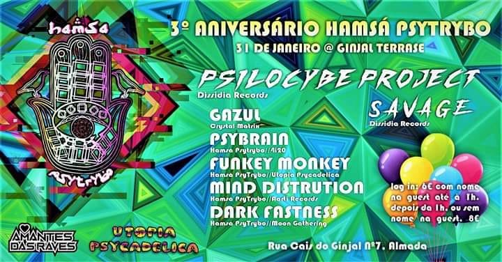 Hamsa Psytrybo 3º Aniversario at Ginjal Terrasse 31 Jan '20, 23:00