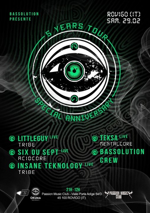 OKUMA 5 YEARS TOUR-Rovigo (IT) Littleguy/Teksa/Six ou Sept/Insane Teknology 29 Feb '20, 22:00
