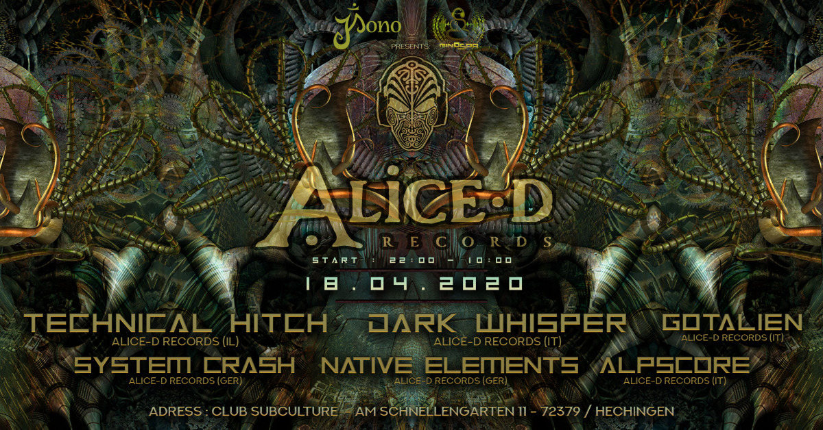 ★ Alice-D Records Labelnight ★ 18 Apr '20, 22:00