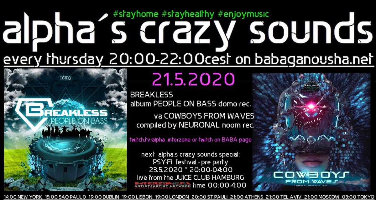alpha.s crazy sounds - BREAKLESS album + va COWBOYS FROM WAVES 21 May '20, 20:00