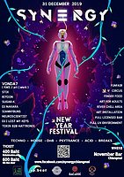 Party flyer: Synergy New Year Festival 31. Dez 19, 20:00